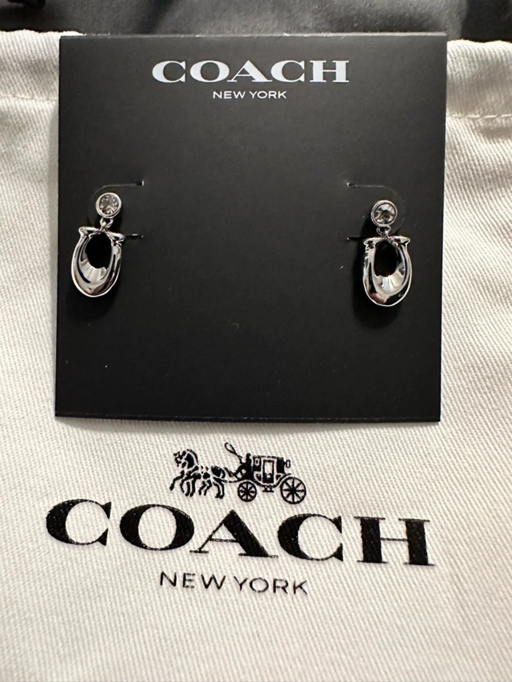 NWT Coach Women’s Signature Crystal Earrings - Picture 3 of 6